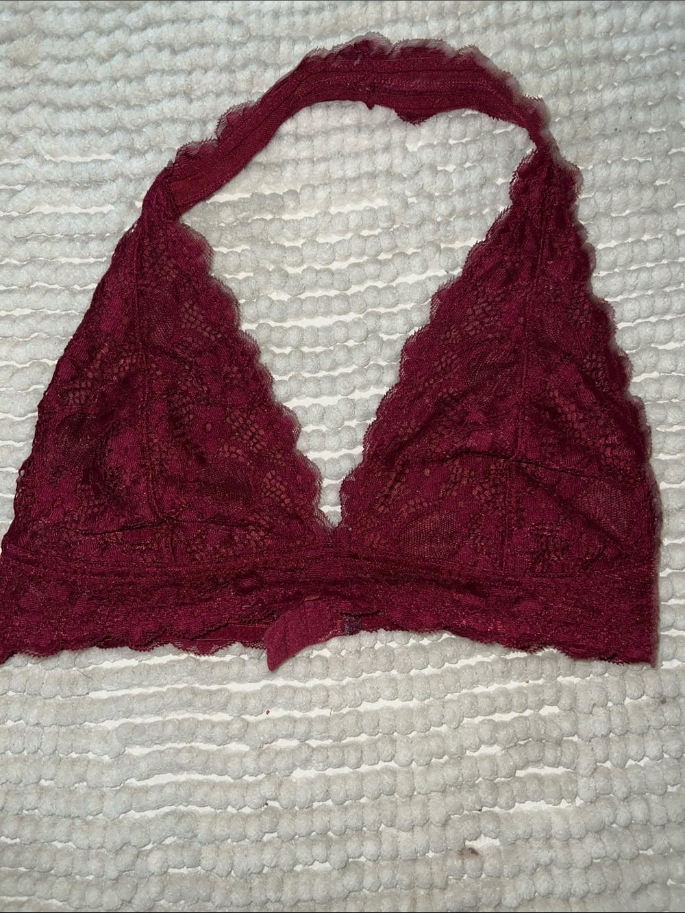 Source Unknown Burgundy Lace Halter Bralette